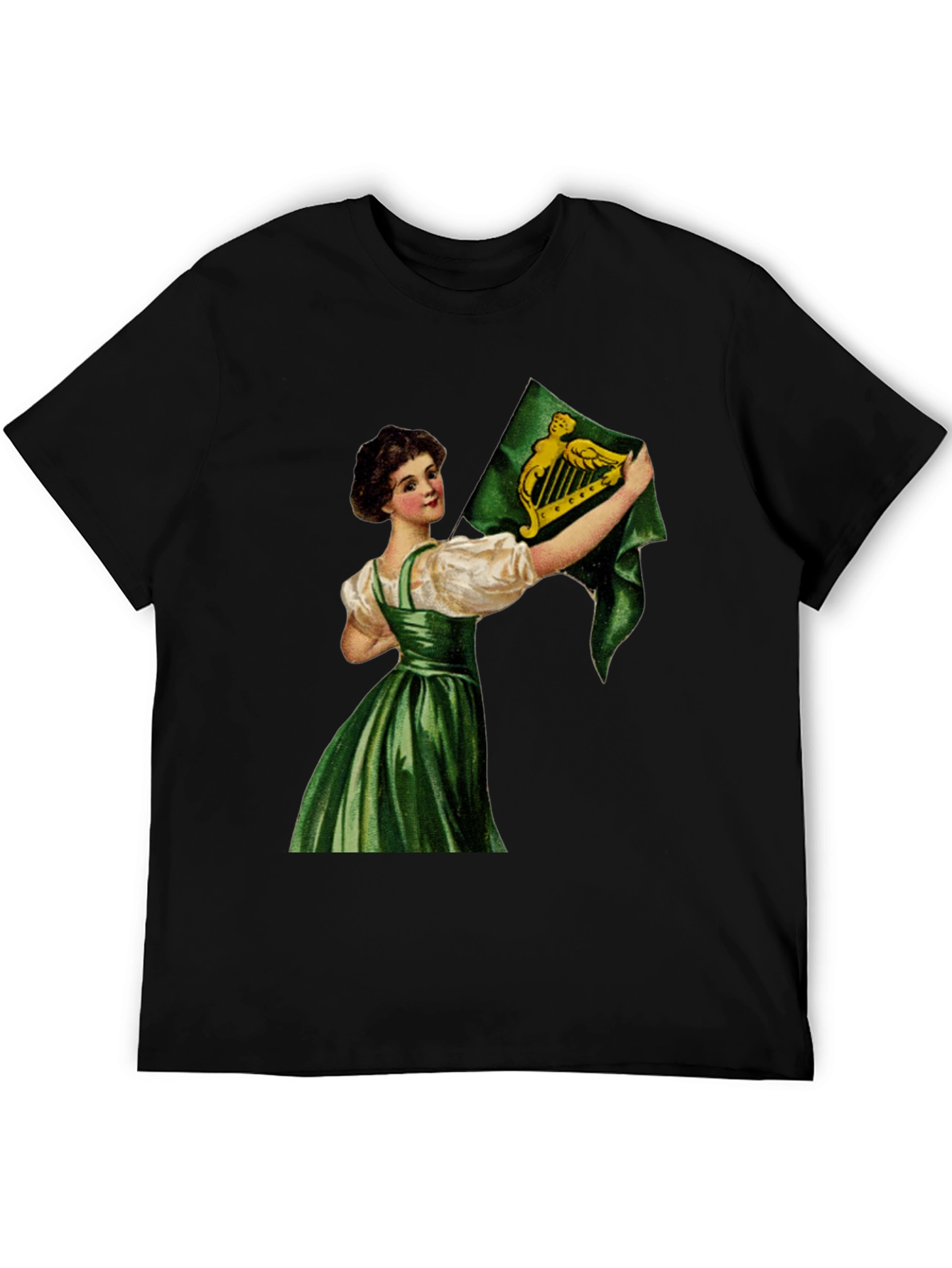 Irish Harp Flag Girl Black T-Shirt