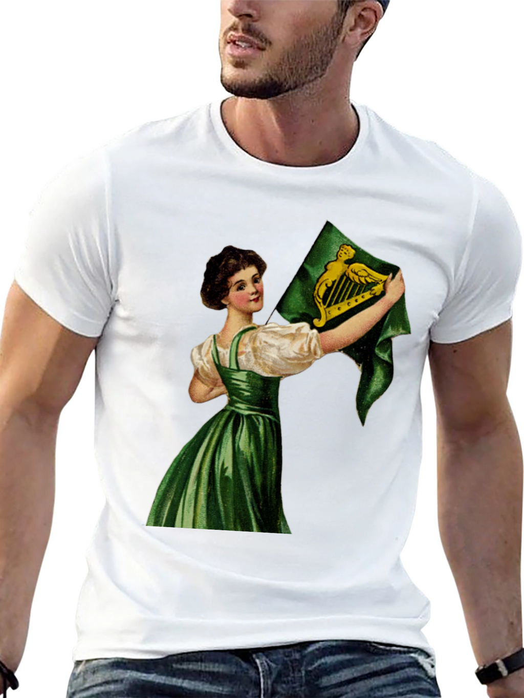 Irish Harp Flag Girl Black T-Shirt