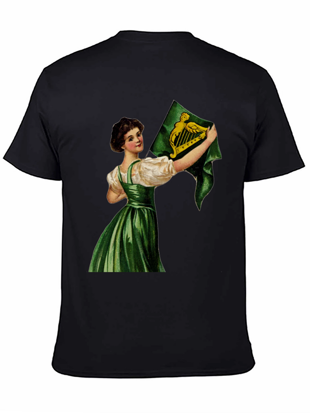 Irish Harp Flag Girl Black T-Shirt