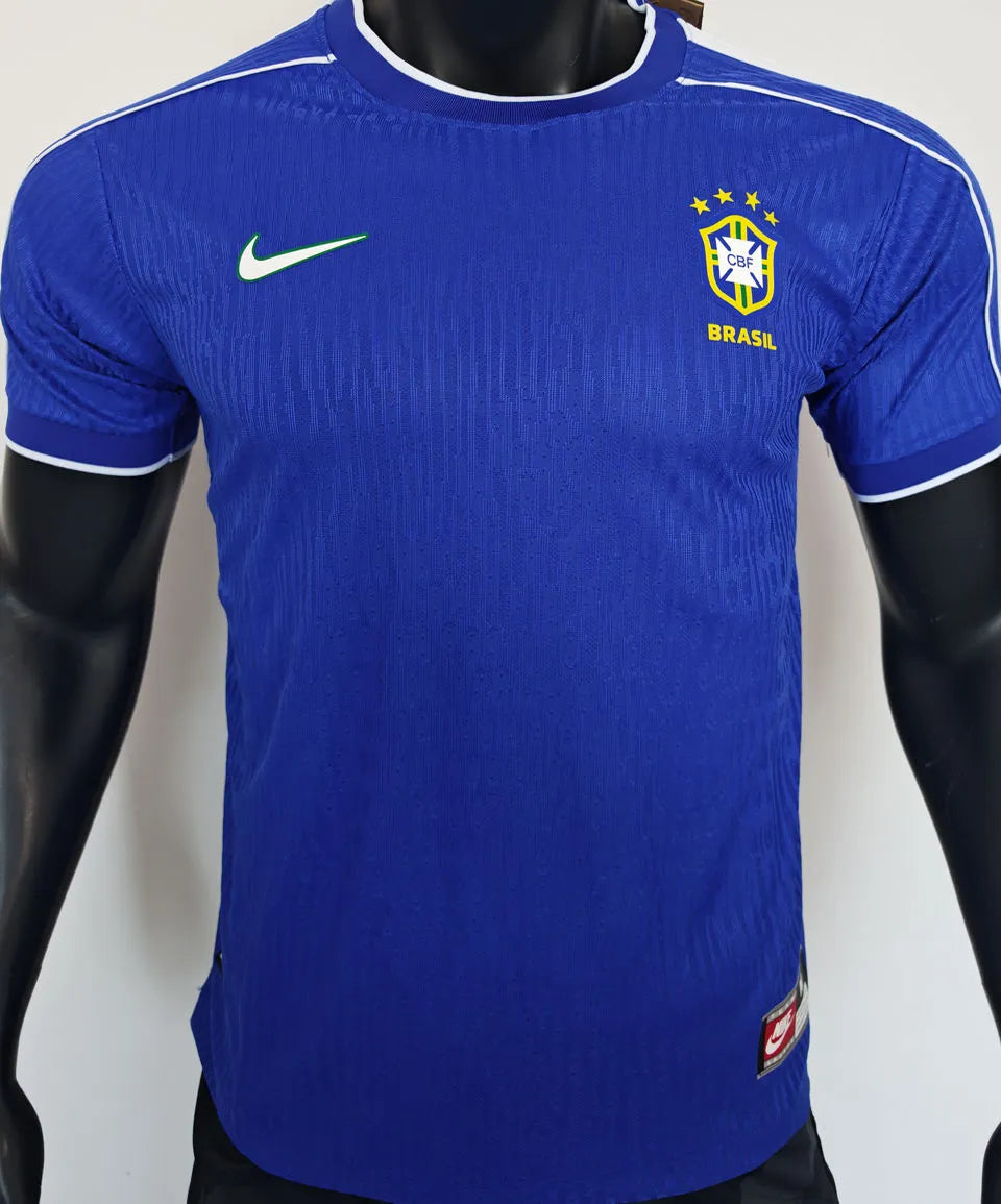 1998 Brazil Away Blue Retro Player Version Soccer Jersey 球员版 Front
