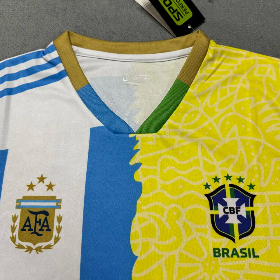 NAMA KAMU #10 Argentina x Brazil Special Edition Fans Soccer Jersey Detail 2