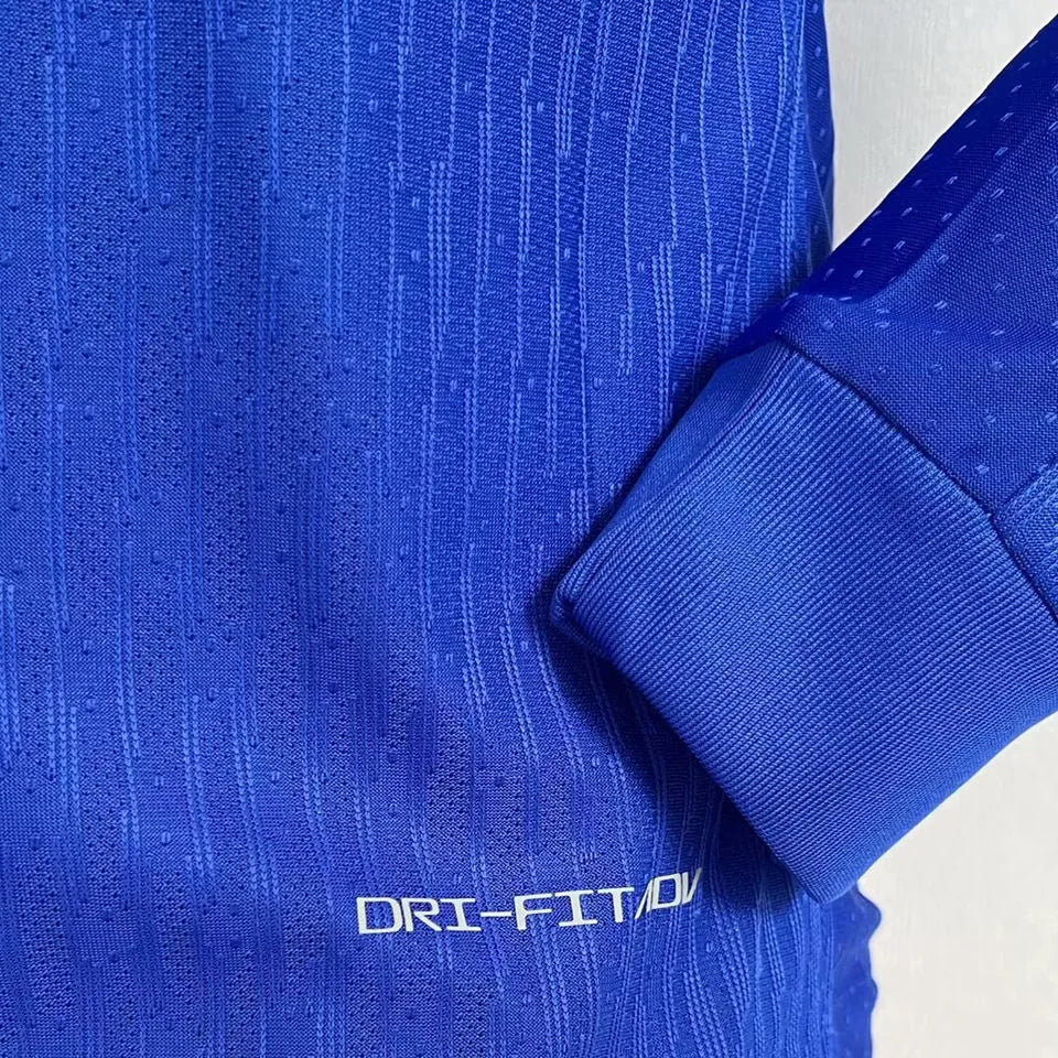 2024//25 France Home Blue Player Version Long Sleeve Jersey Detail 3