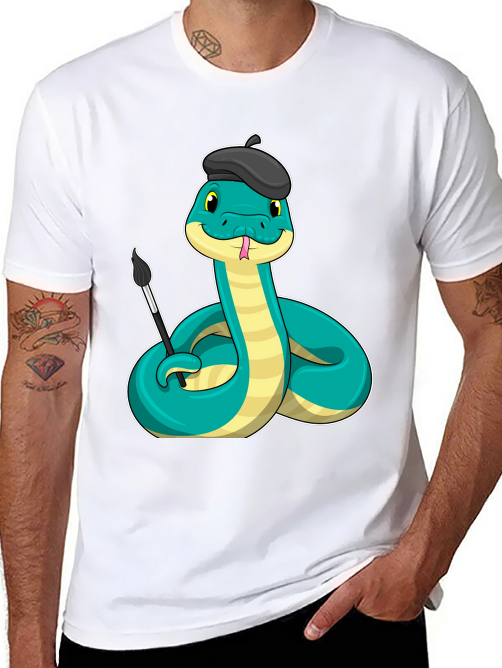Artist Snake T-Shirt - Funny Cartoon Reptile Tee