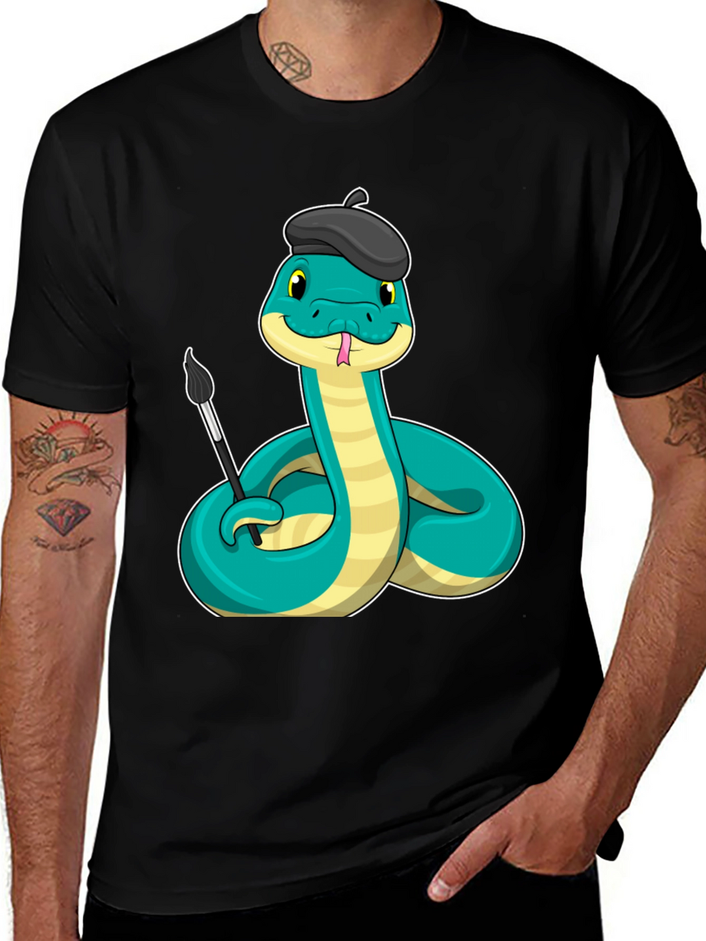 Artist Snake T-Shirt - Funny Cartoon Reptile Tee