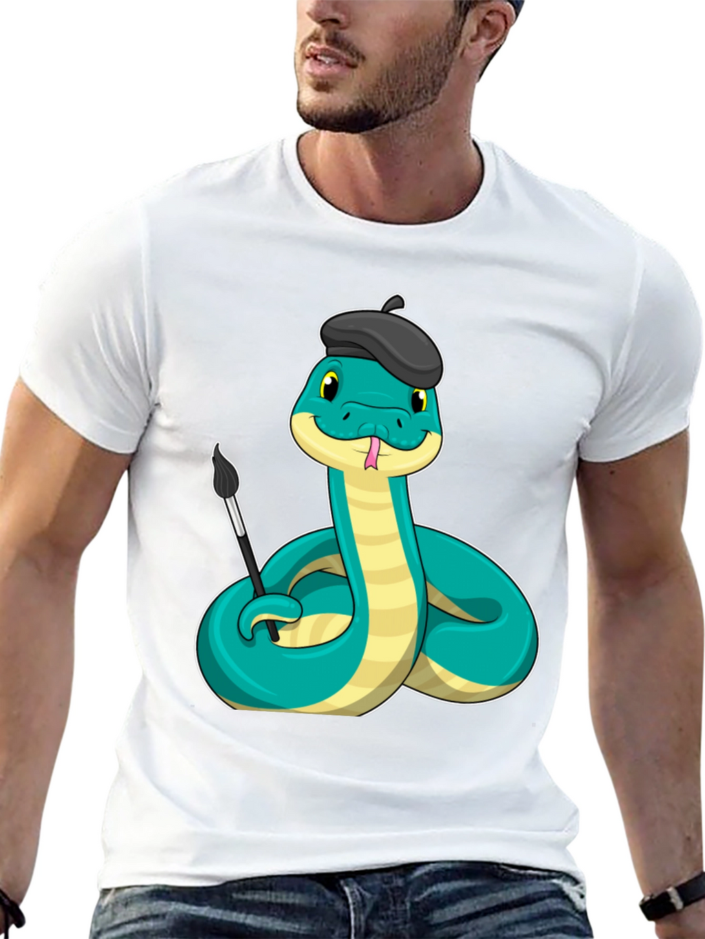 Artist Snake T-Shirt - Funny Cartoon Reptile Tee