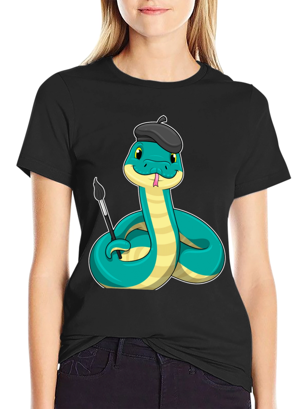 Artist Snake T-Shirt - Funny Cartoon Reptile Tee