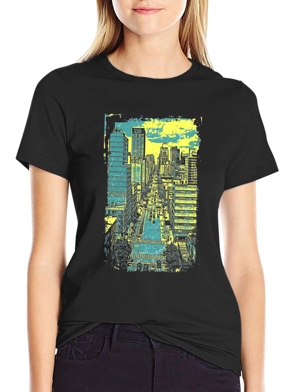 Urban Skyline Graphic Tee - Black