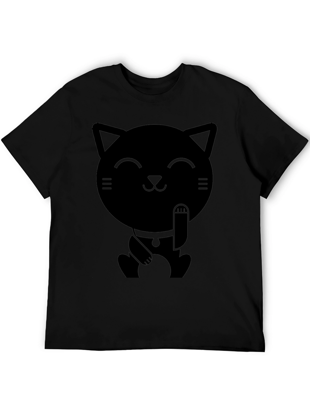 Lucky Cat Graphic T-Shirt - Black
