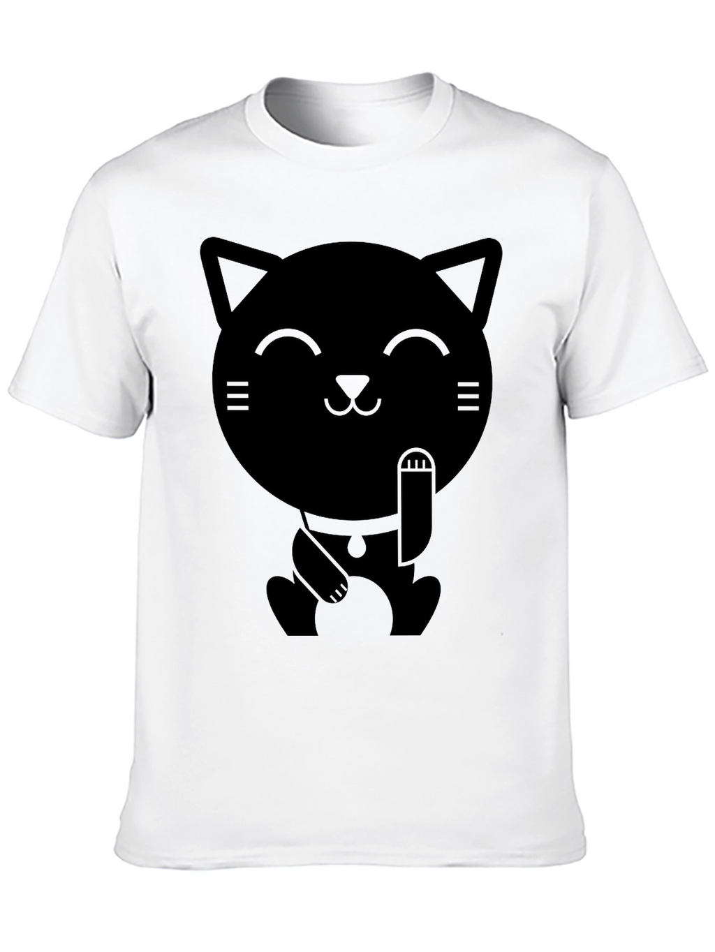 Lucky Cat Graphic T-Shirt - Black