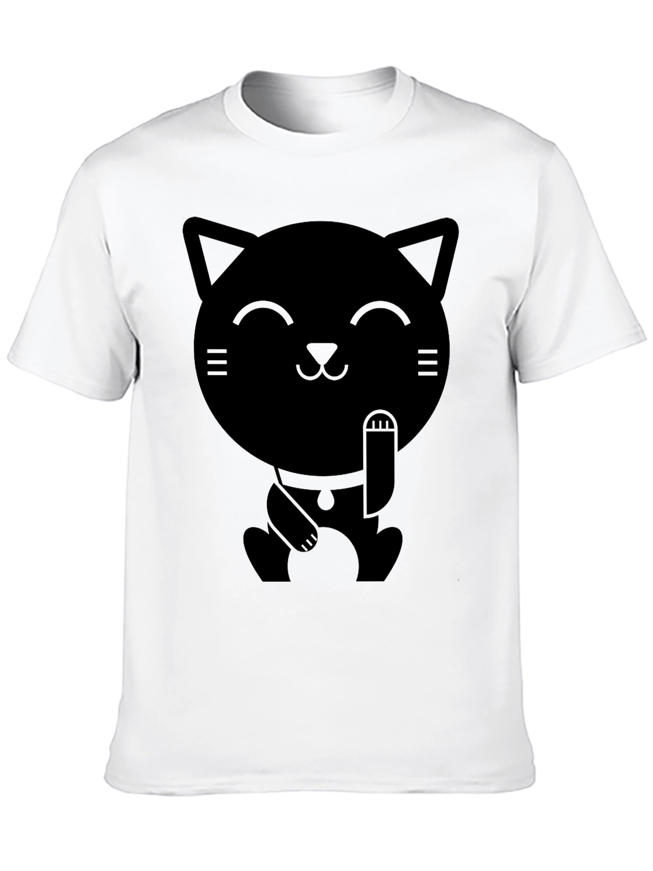 Lucky Cat Graphic T-Shirt - Black