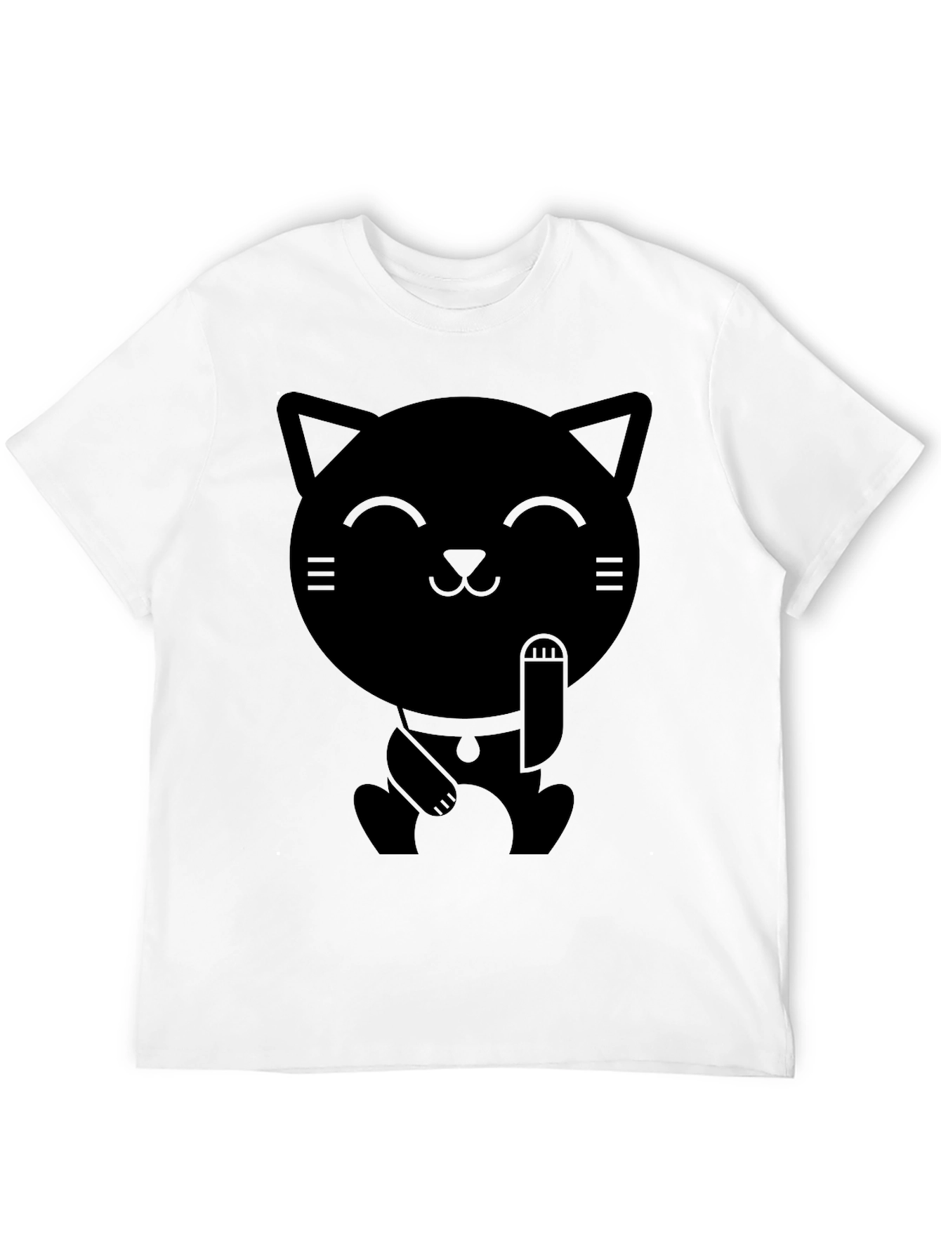 Lucky Cat Graphic T-Shirt - Black