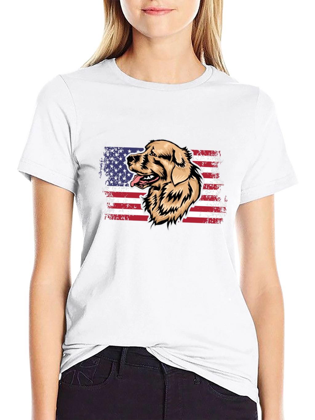 Golden Retriever USA Flag Mens T-Shirt