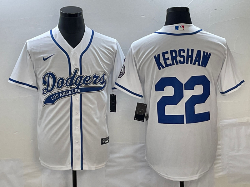 Men's Los Angeles Dodgers Clayton Kershaw #22 White Player Jerseys Joint Edition