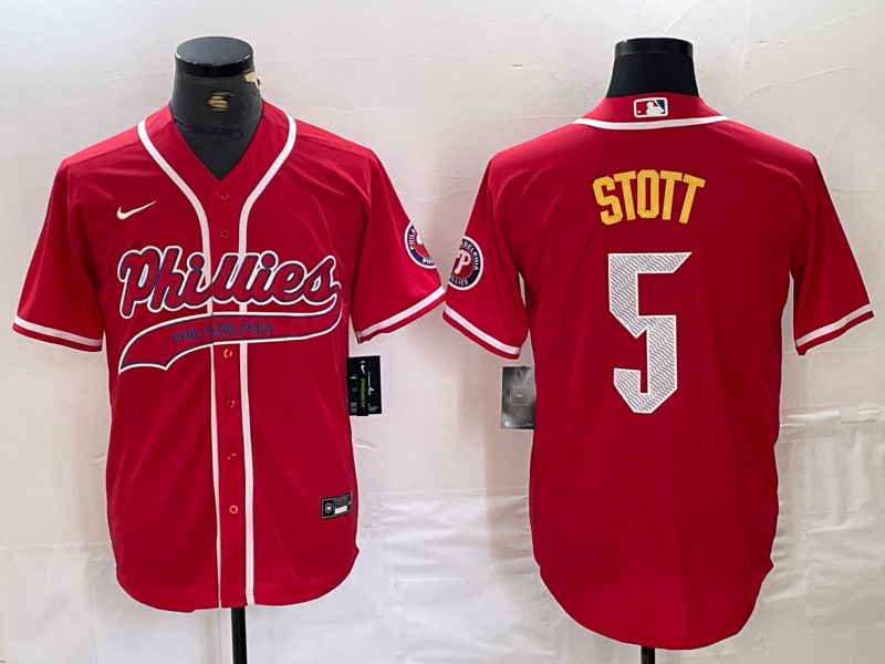 Men's Philadelphia Phillies Bryson Stott #5 Red Player Jerseys Joint Edition
