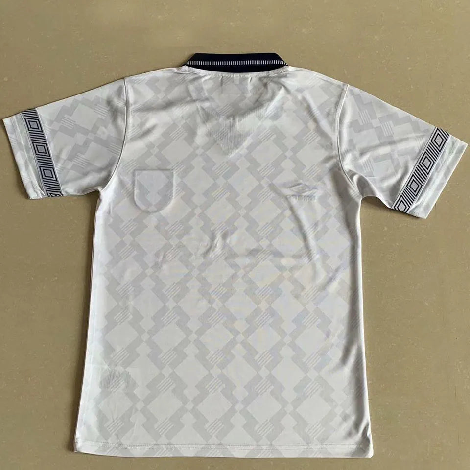 1990 England Home White Retro Soccer Jersey Back