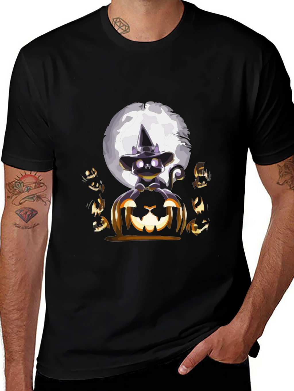 Halloween Cat & Pumpkin T-Shirt