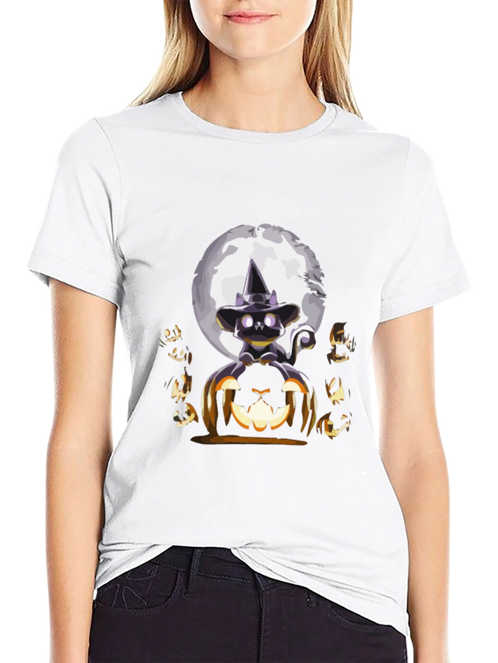 Halloween Cat & Pumpkin T-Shirt