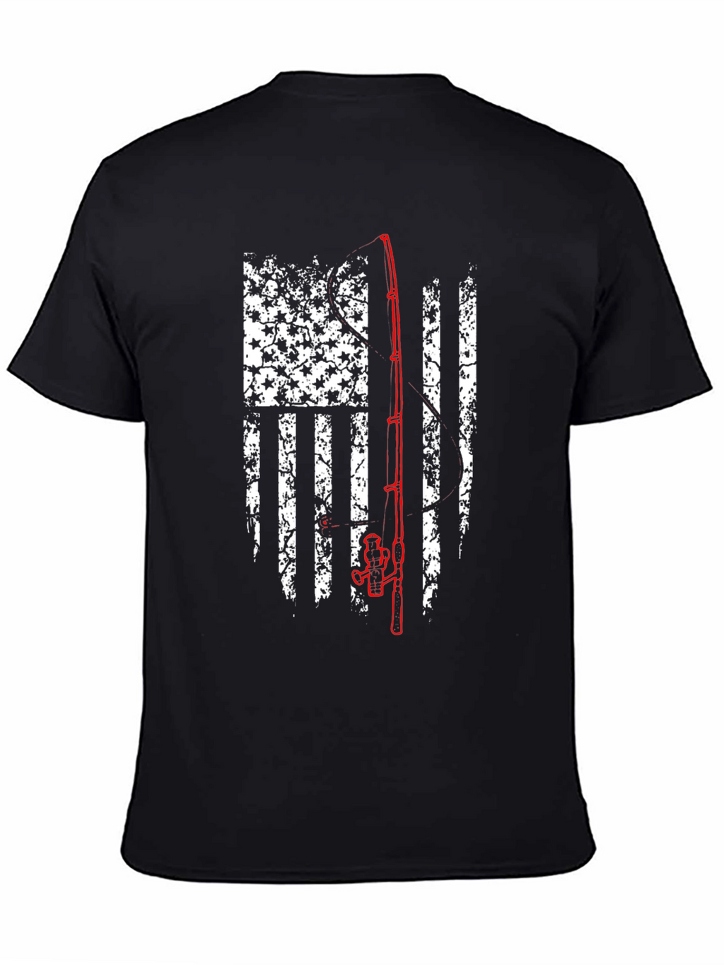 Fishing Rod American Flag Graphic T-Shirt