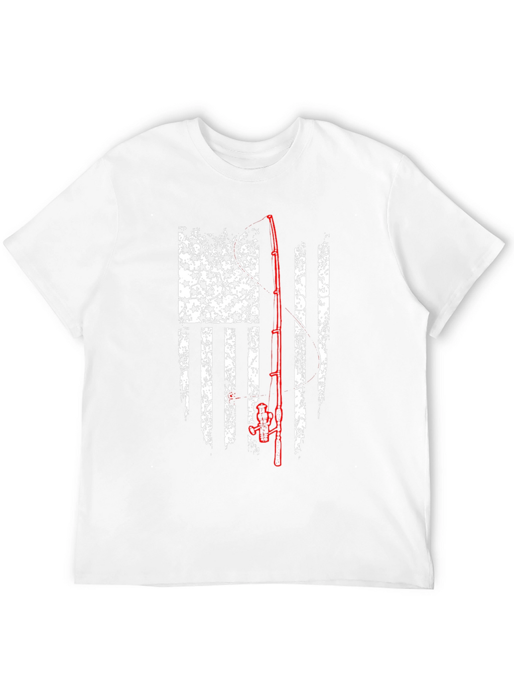 Fishing Rod American Flag Graphic T-Shirt