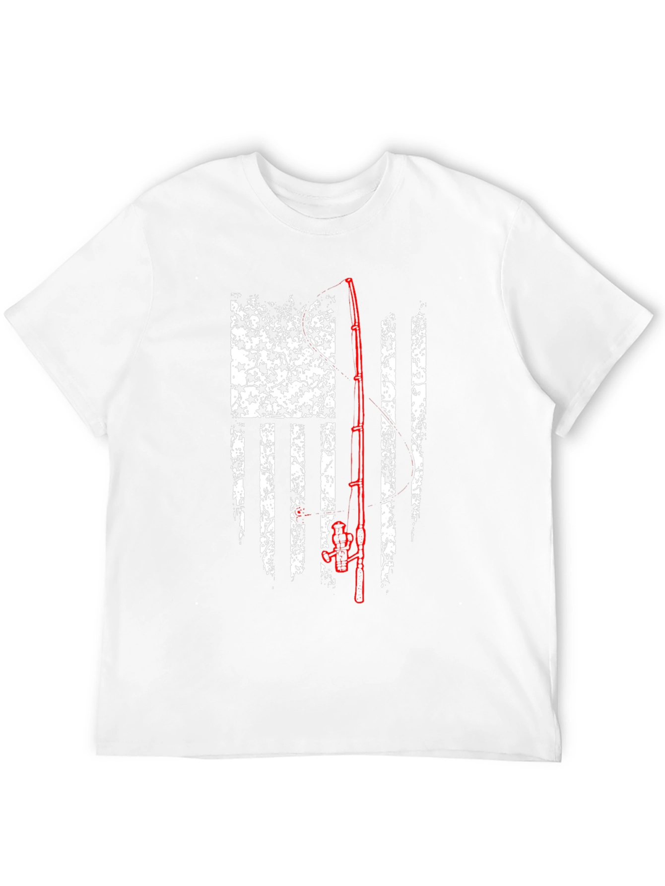 Fishing Rod American Flag Graphic T-Shirt