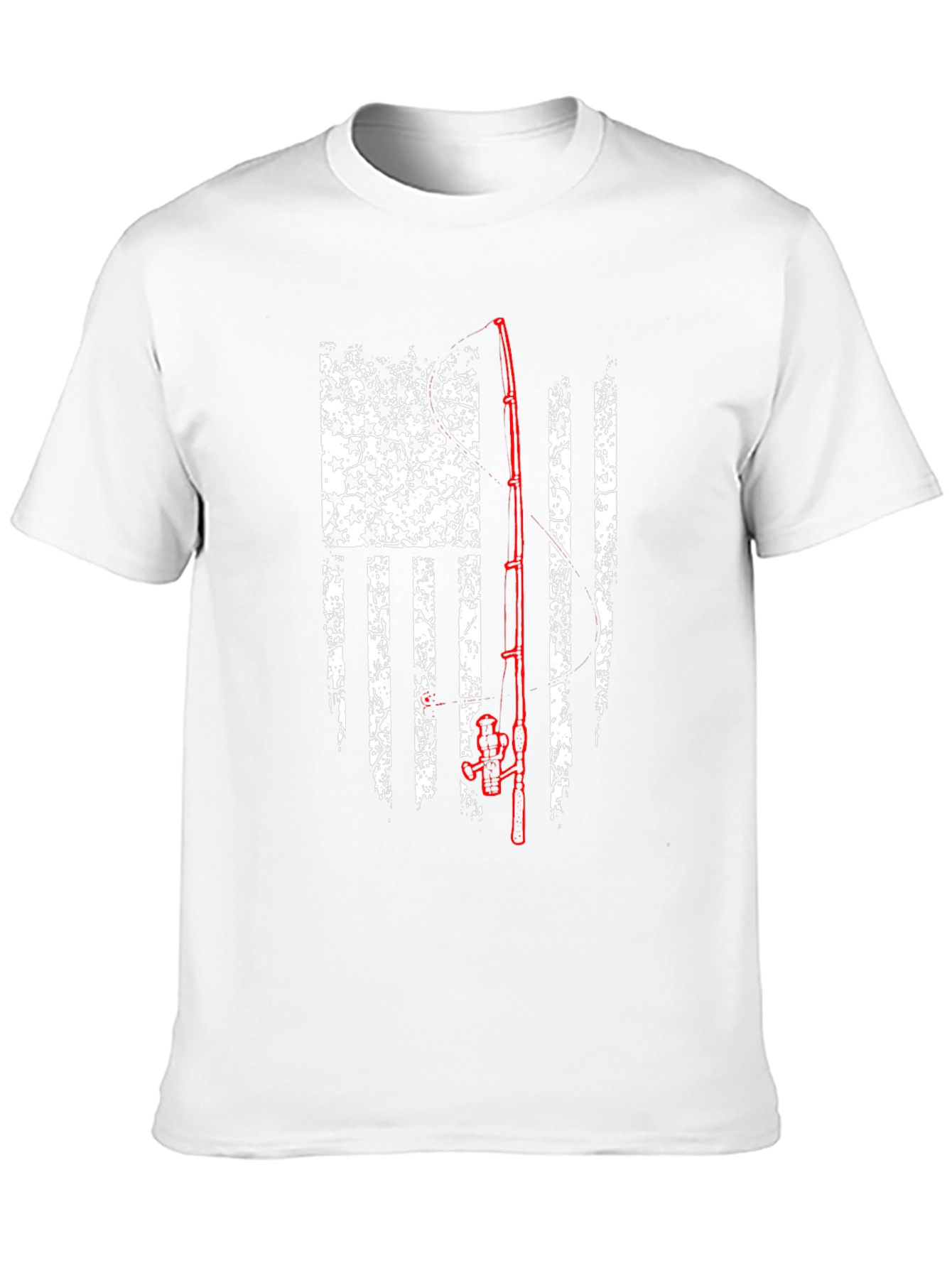 Fishing Rod American Flag Graphic T-Shirt