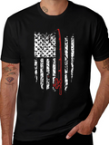 Fishing Rod American Flag Graphic T-Shirt