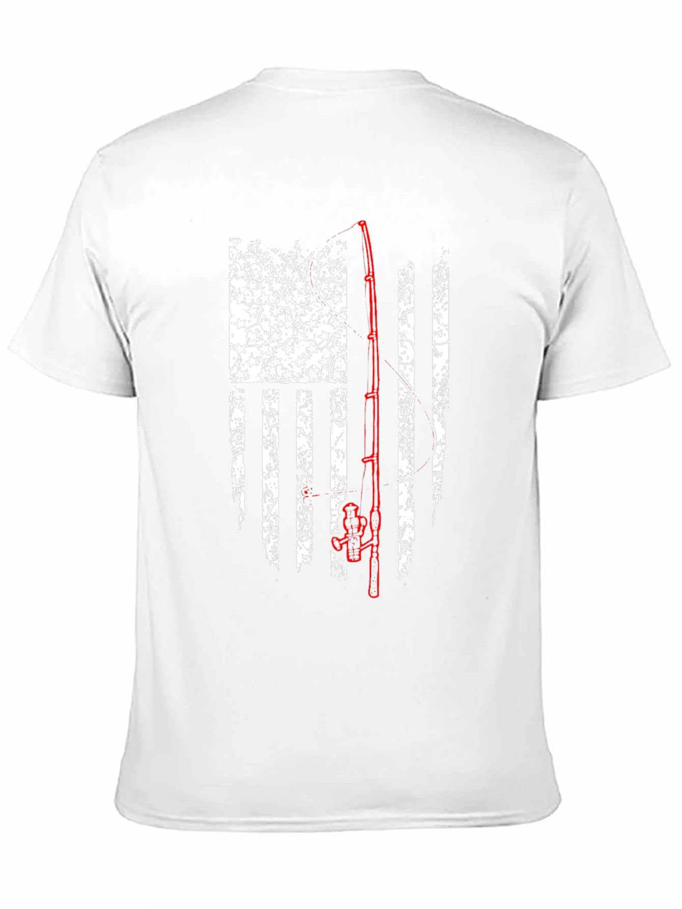 Fishing Rod American Flag Graphic T-Shirt
