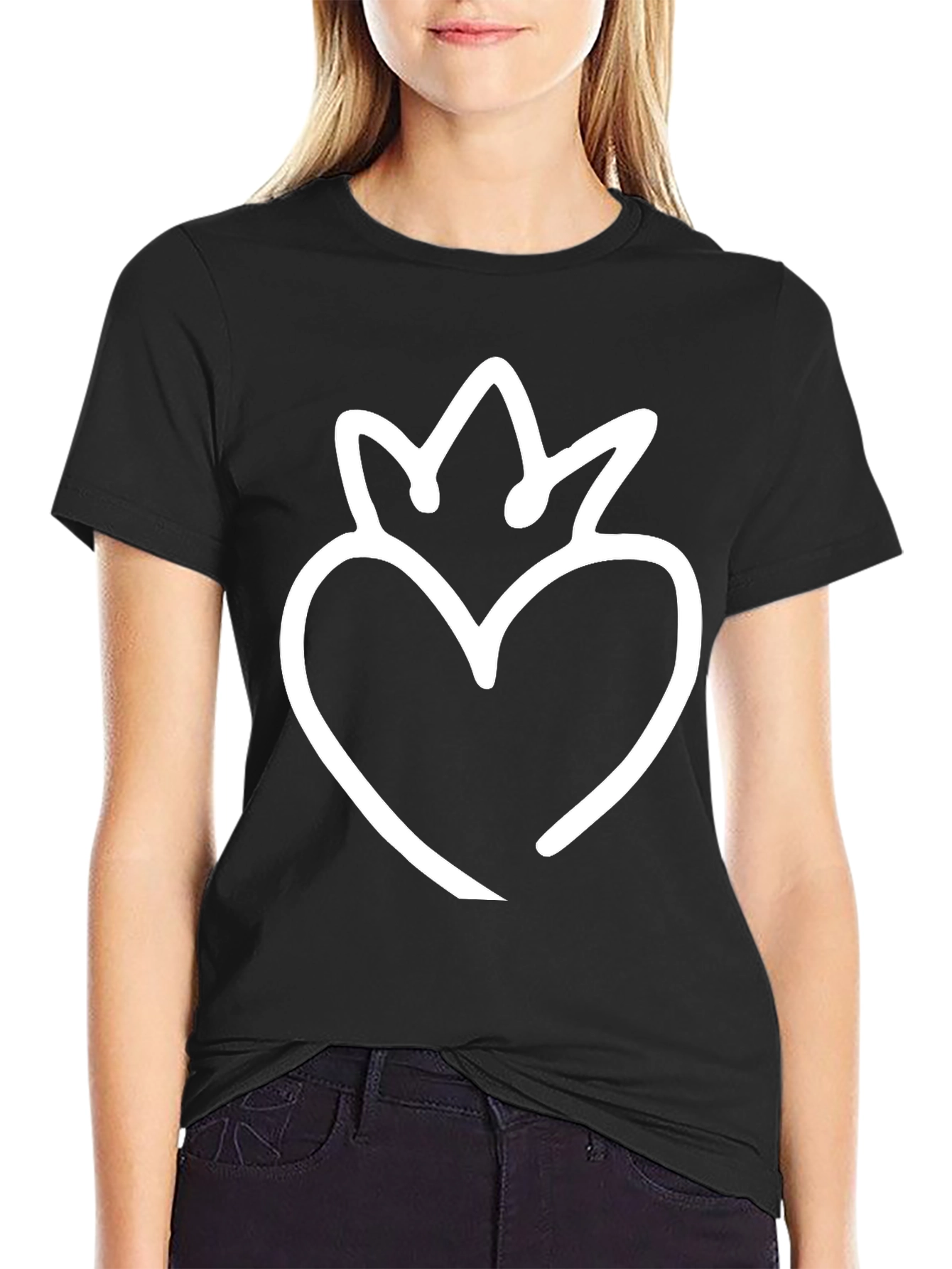 Heart Crown Graphic Tee - Black