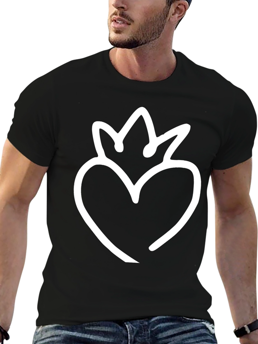 Heart Crown Graphic Tee - Black