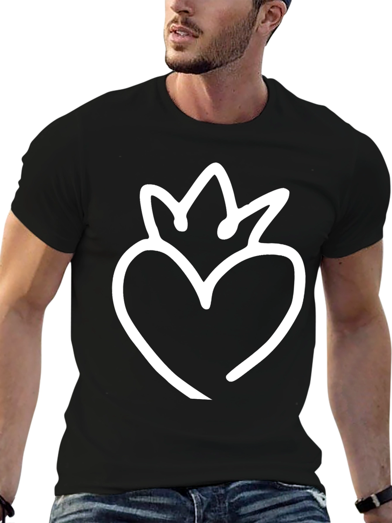 Heart Crown Graphic Tee - Black