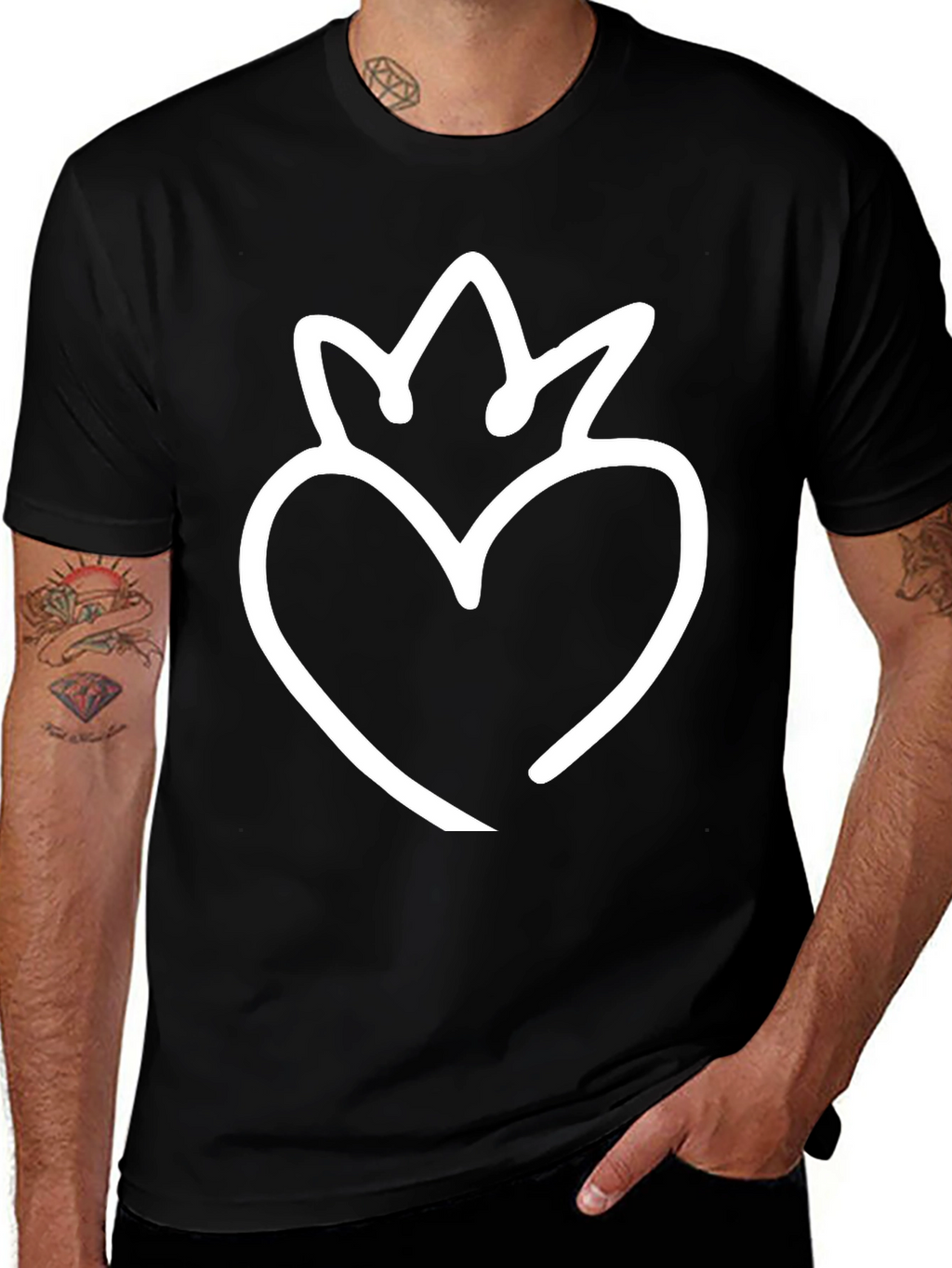Heart Crown Graphic Tee - Black