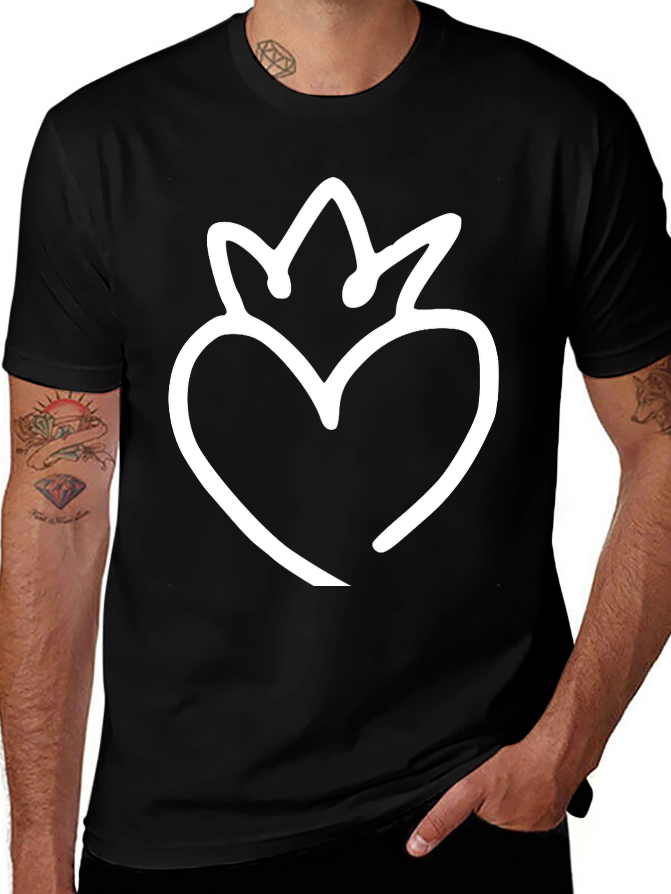 Heart Crown Graphic Tee - Black