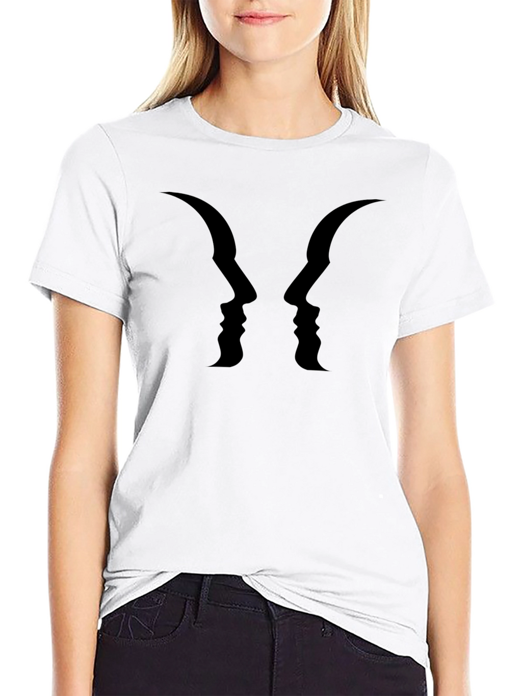 Optical Illusion Faces Graphic Tee - Black