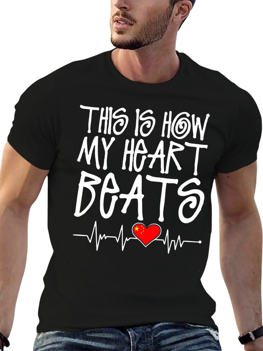Heart Beats China Flag Graphic Tee