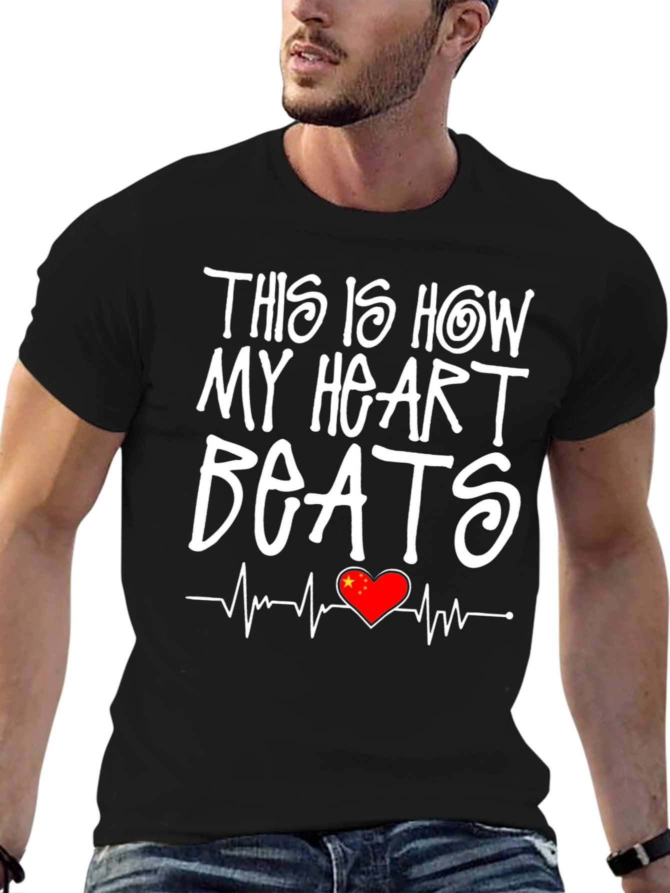 Heart Beats China Flag Graphic Tee