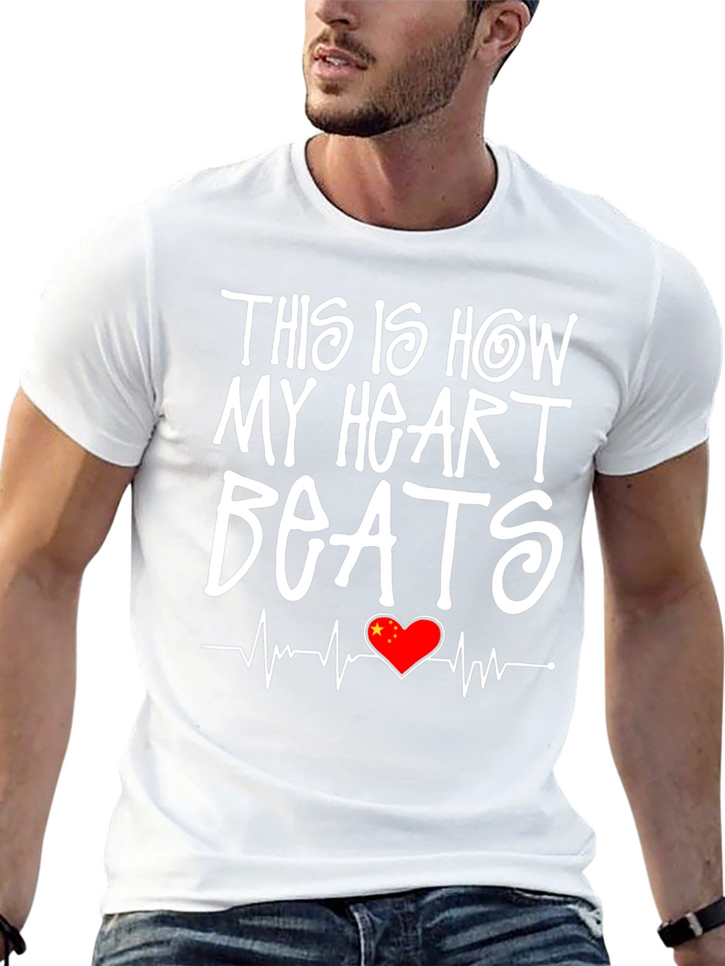 Heart Beats China Flag Graphic Tee