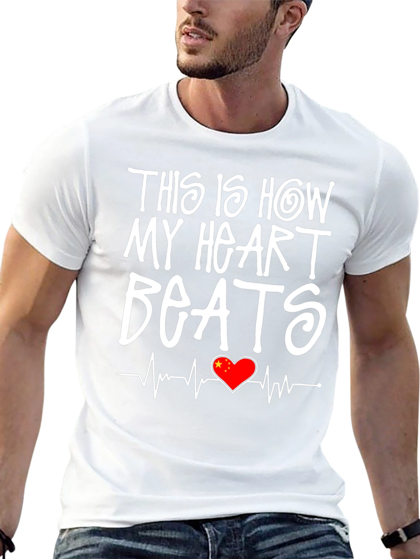 Heart Beats China Flag Graphic Tee
