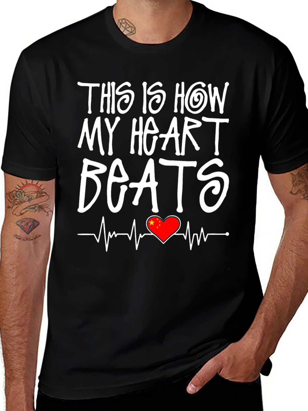 Heart Beats China Flag Graphic Tee
