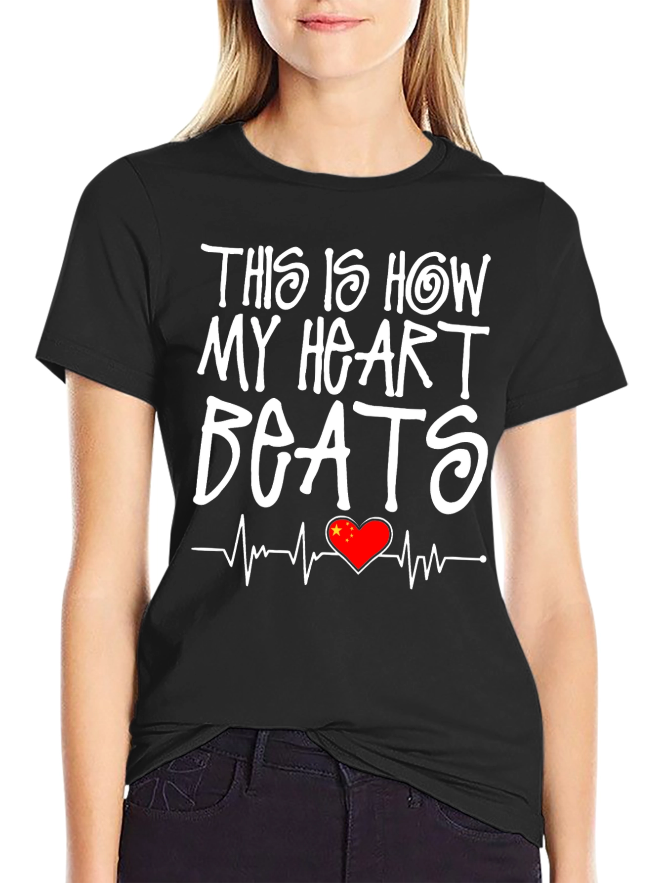 Heart Beats China Flag Graphic Tee
