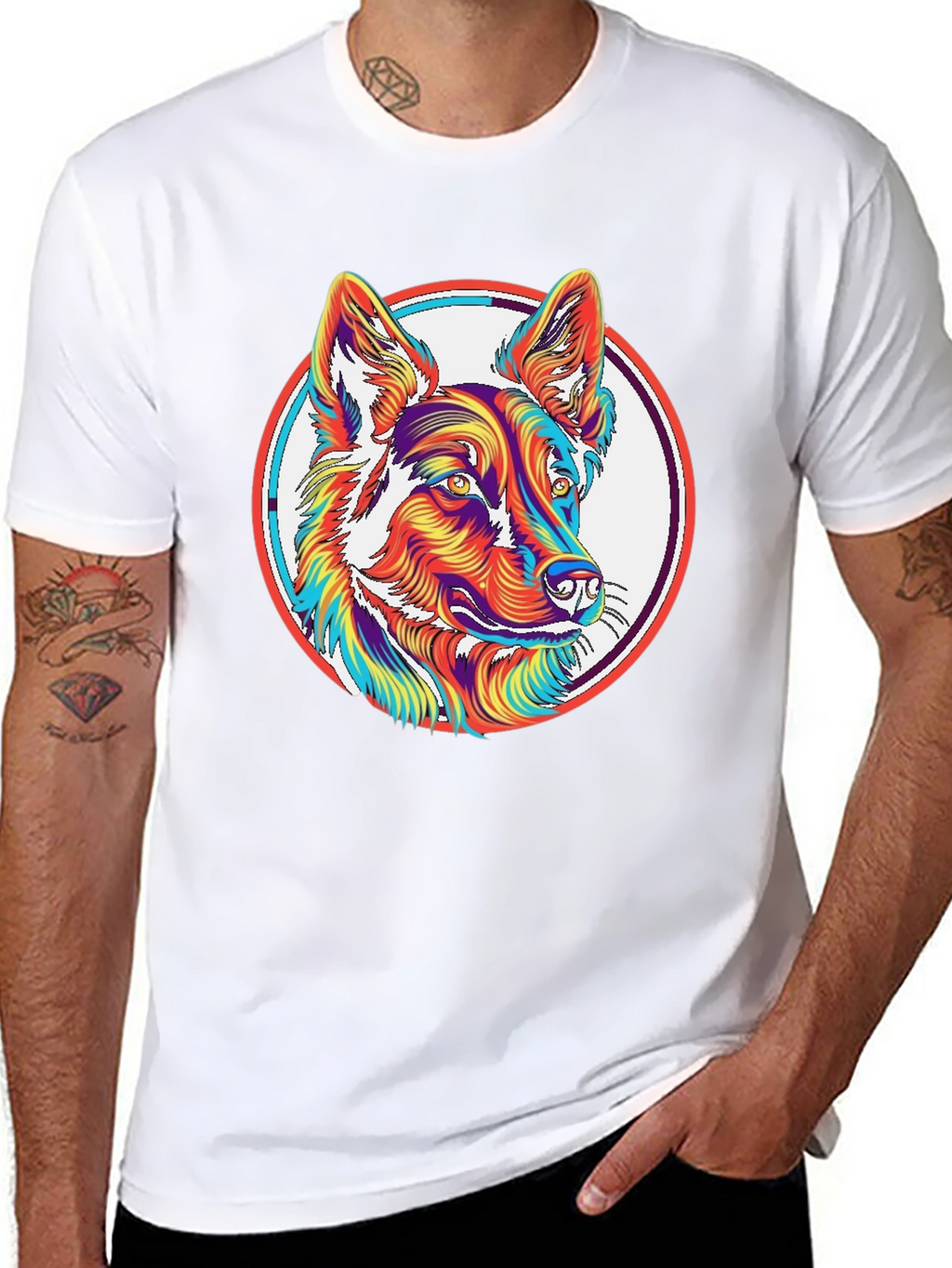 Psychedelic Dog Graphic T-Shirt