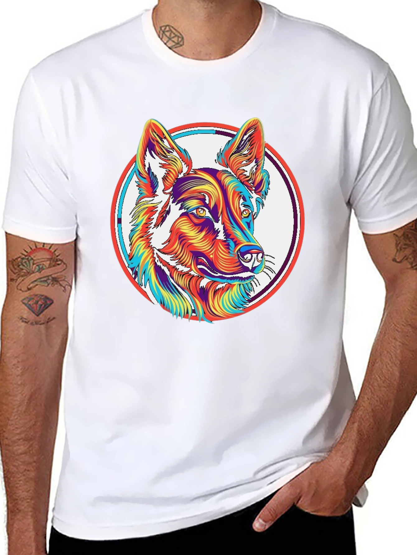 Psychedelic Dog Graphic T-Shirt