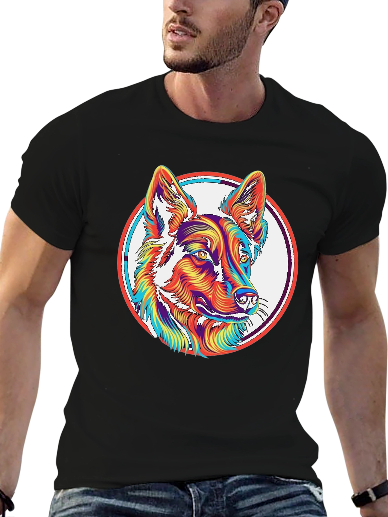 Psychedelic Dog Graphic T-Shirt