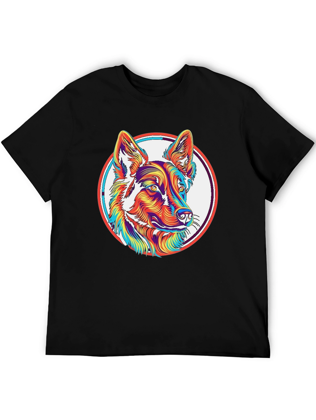 Psychedelic Dog Graphic T-Shirt