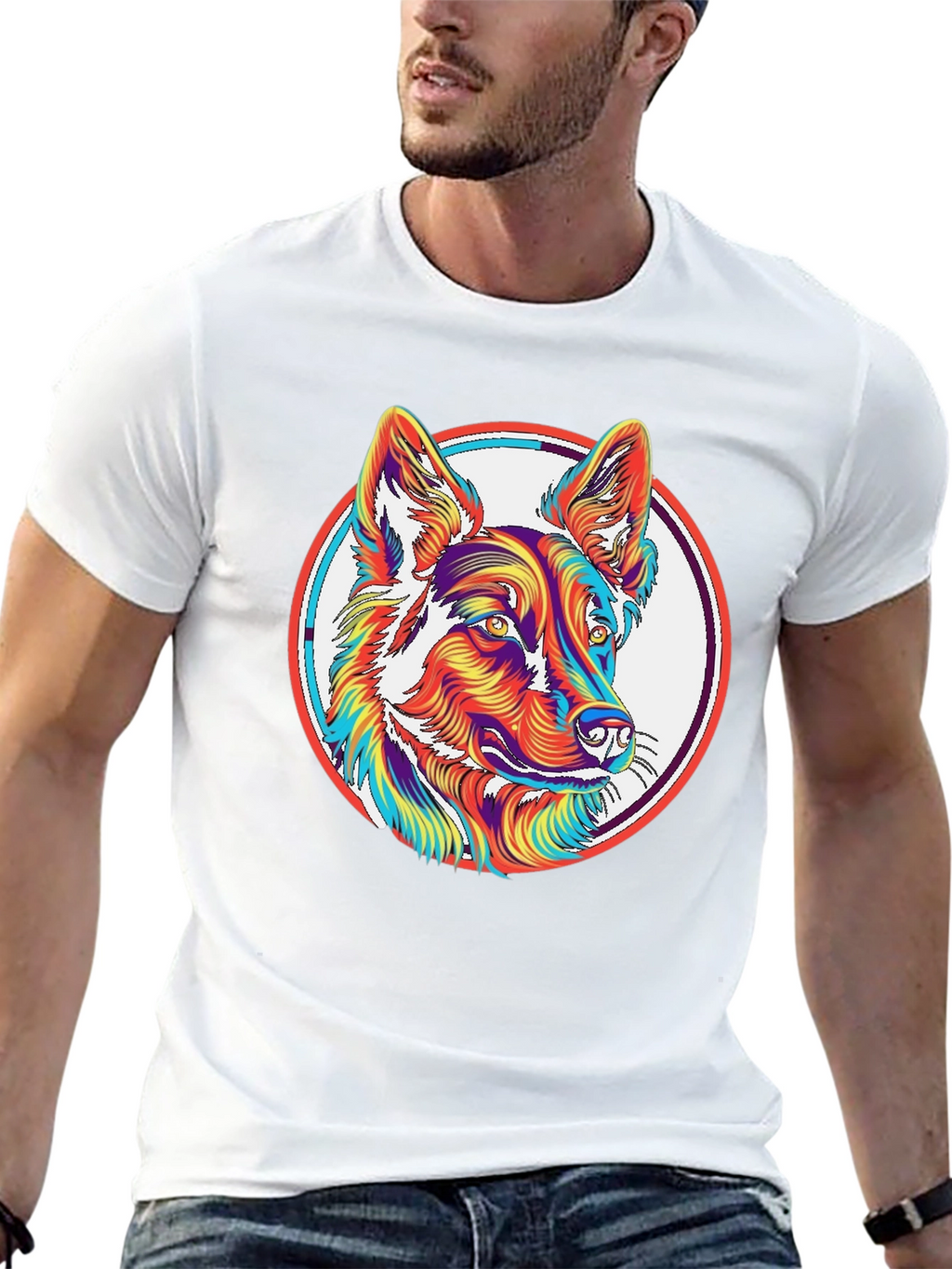Psychedelic Dog Graphic T-Shirt