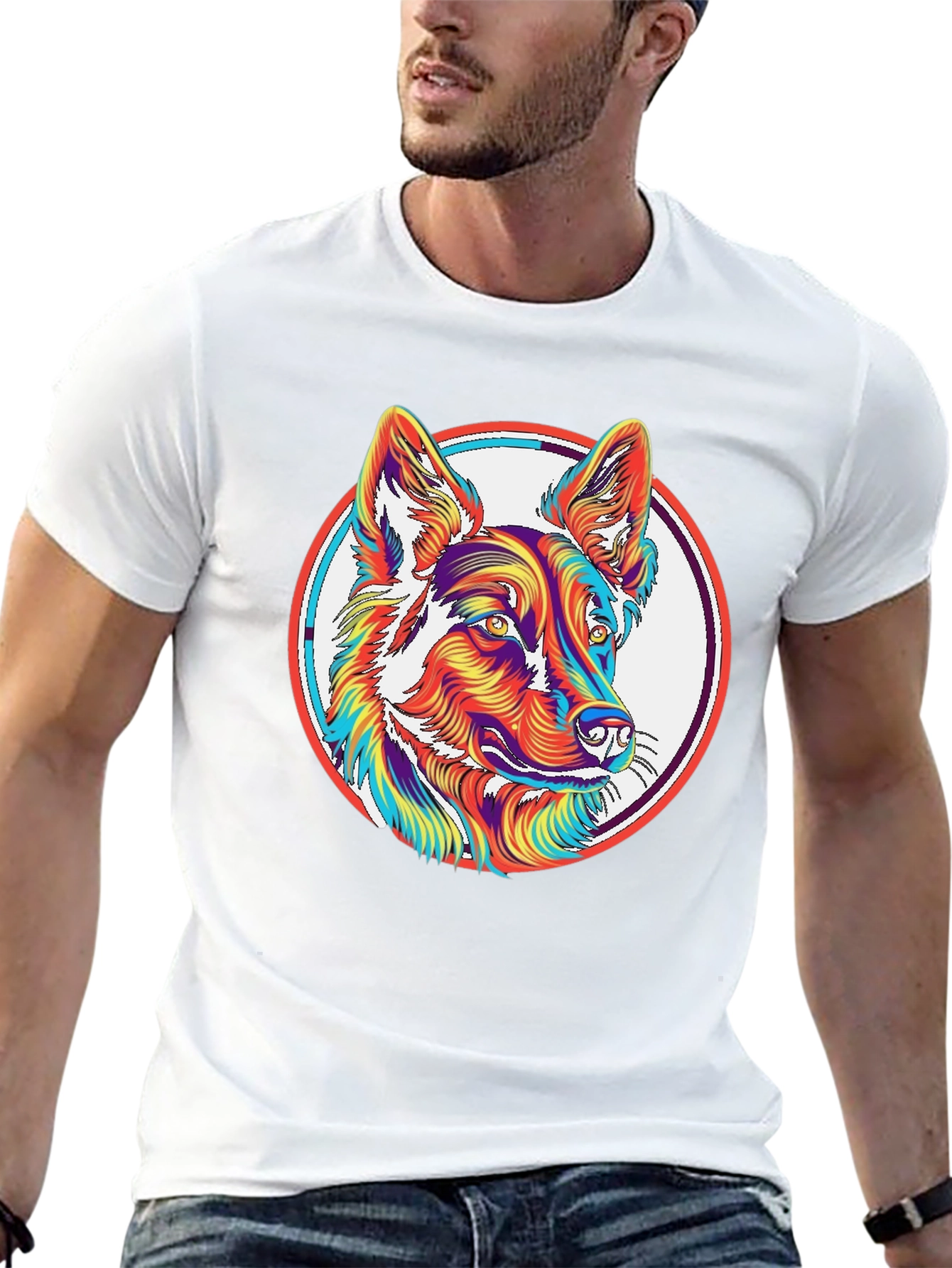 Psychedelic Dog Graphic T-Shirt