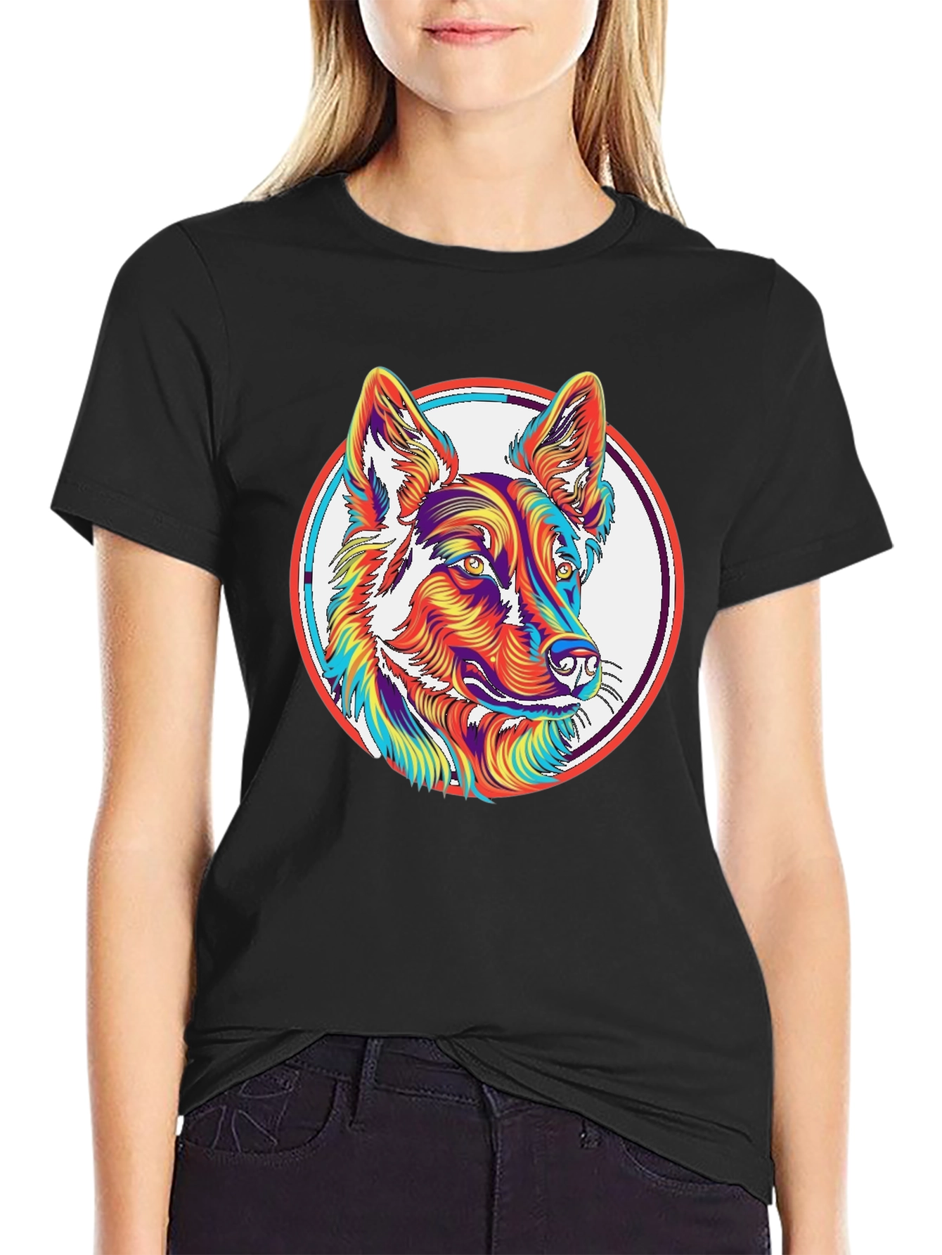 Psychedelic Dog Graphic T-Shirt
