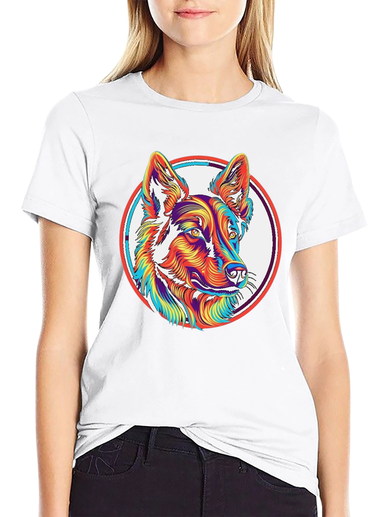 Psychedelic Dog Graphic T-Shirt
