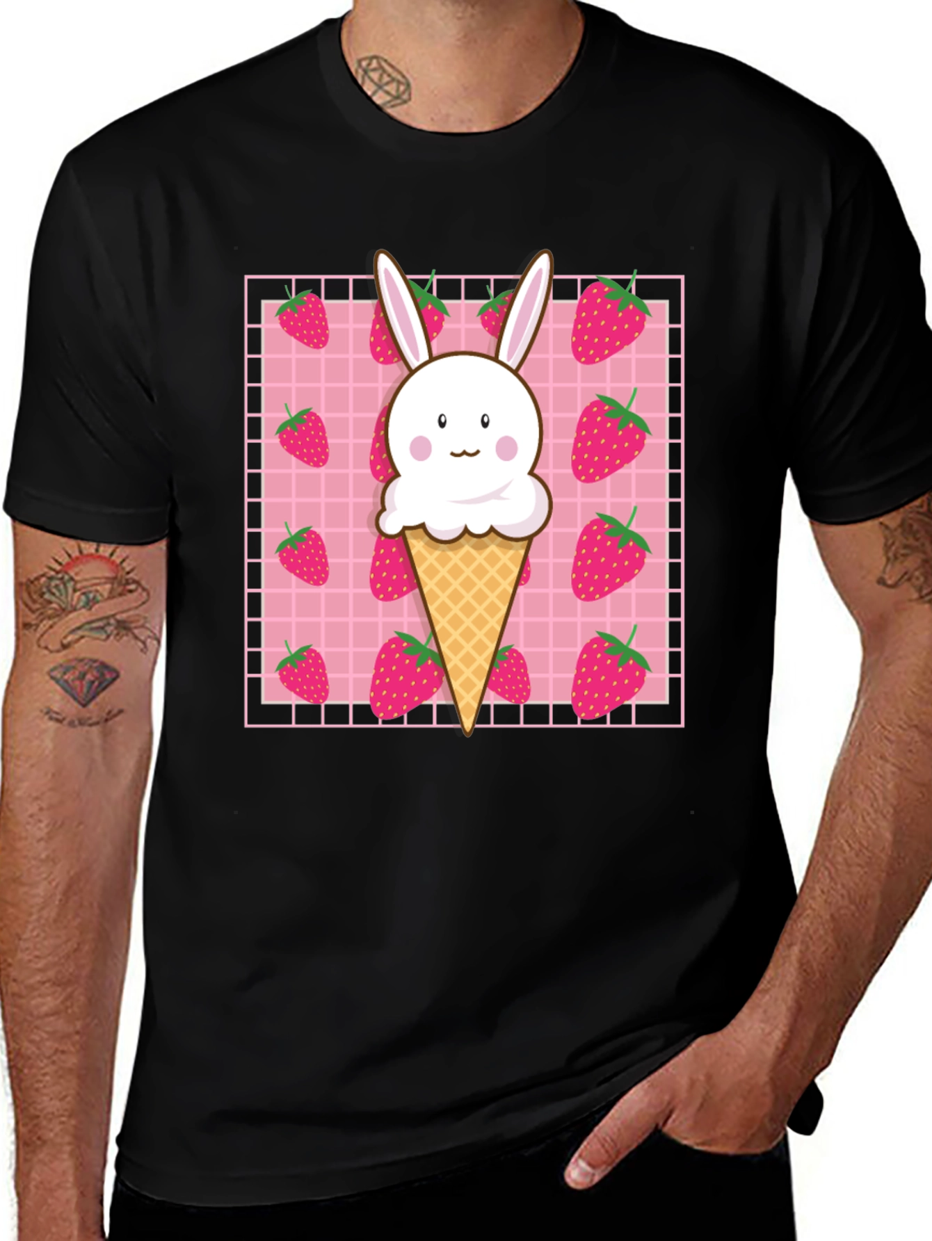 Kawaii Strawberry Bunny Ice Cream T-Shirt