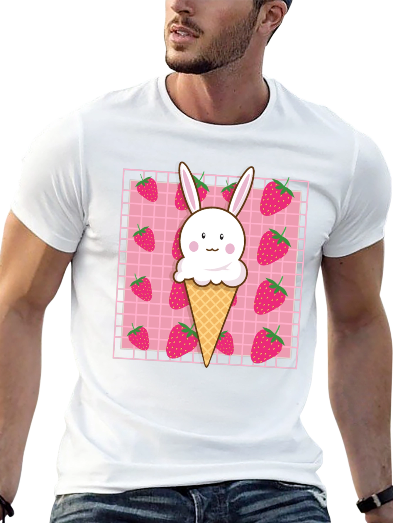 Kawaii Strawberry Bunny Ice Cream T-Shirt
