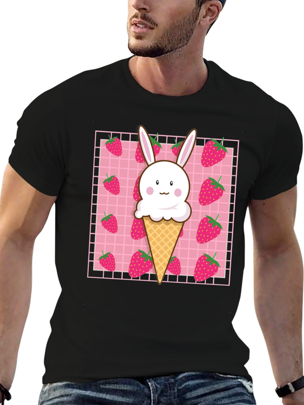 Kawaii Strawberry Bunny Ice Cream T-Shirt
